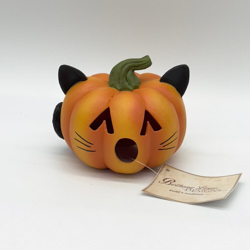 Bethany Lowe Small Pumpkin Cat Luminary Halloween Decor NEW